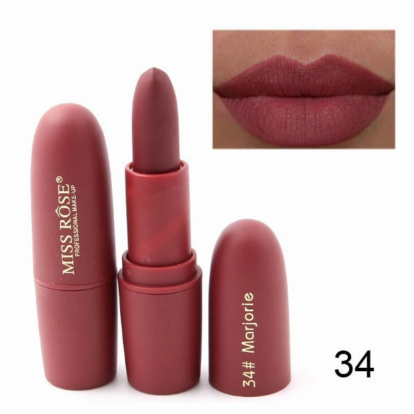 New Fashion Matte Lips Stick Color Cosmetics Long Lasting Pigment Miss Rose Brand Waterproof Shimmer Gold Black Lipstick Makeup