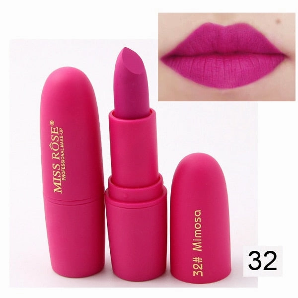 New Fashion Matte Lips Stick Color Cosmetics Long Lasting Pigment Miss Rose Brand Waterproof Shimmer Gold Black Lipstick Makeup