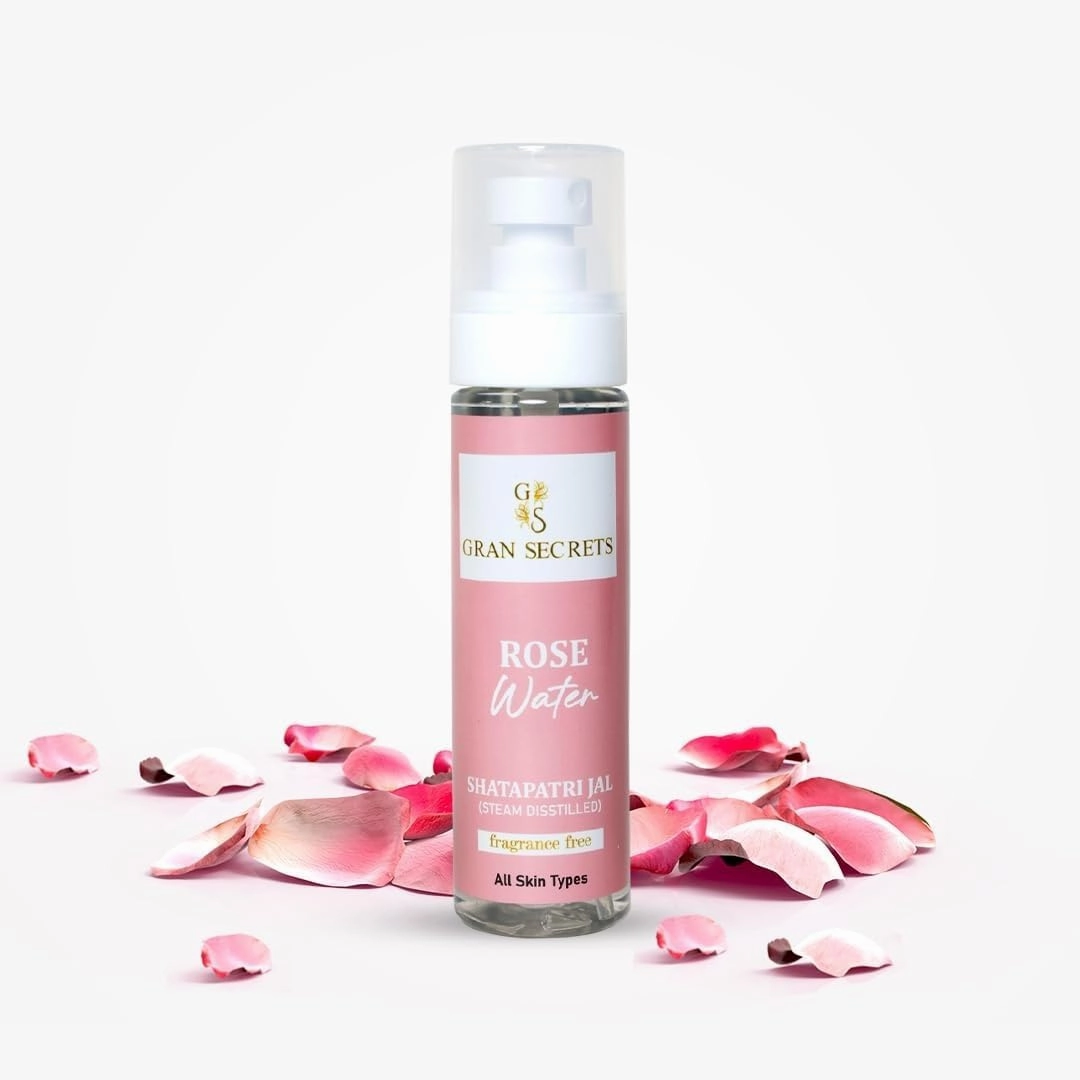 New Rose Water Face Mist for Hydrated Skin | Shatapatri Jal for Glowing Skin | Steam Distilled | Toner | Tighten Open Pores | for Skin and Hair - 100 ML (100 ml)