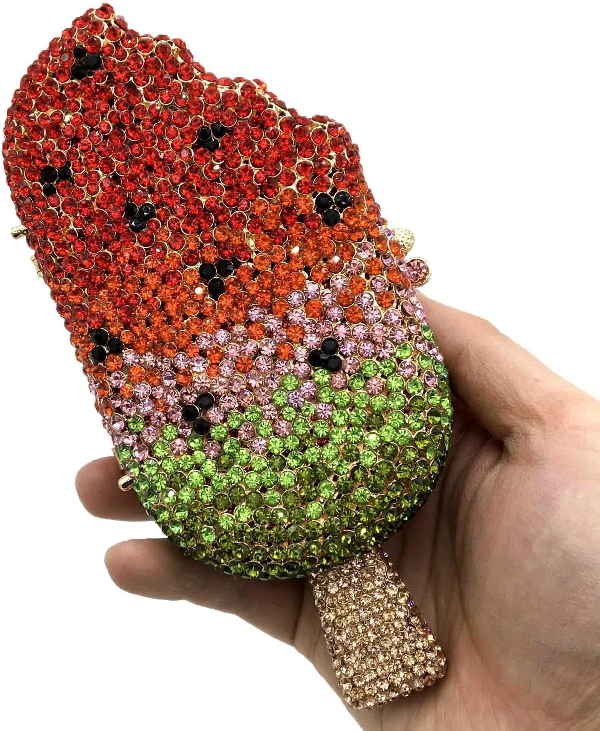 Novelty Popsicle Crystal Clutch Bag Women Icecream Evening Handbags Bridal Party Rhinestone Clutch Purse Prom Bag,Mini