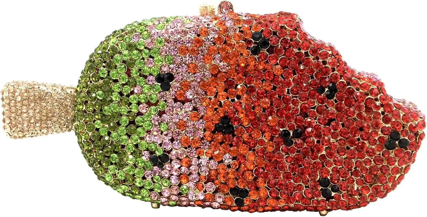 Novelty Popsicle Crystal Clutch Bag Women Icecream Evening Handbags Bridal Party Rhinestone Clutch Purse Prom Bag,Mini