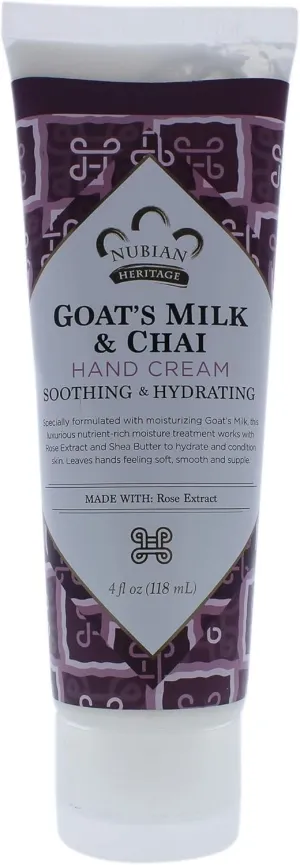 Nubian Heritage Hand Cream, Goat Milk and Chai, 4 Ounce