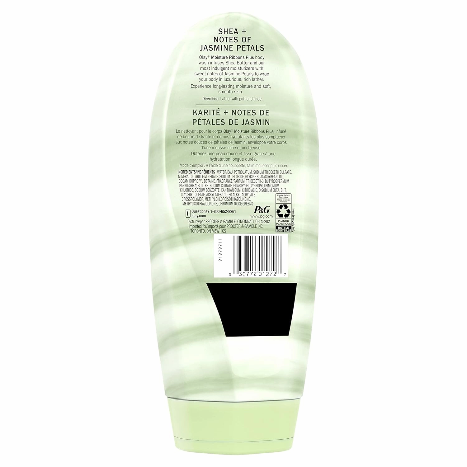 Olay Moisture Ribbons Body Wash with Shea and Notes of Jasmine Petals, 18 fl oz, (Pack of 4)