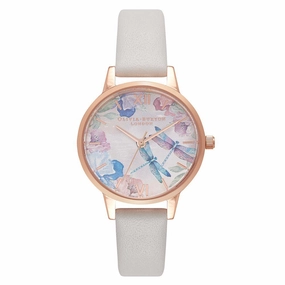 Olivia Burton Dragonfly Blush & Rose Gold Leather Women's Watch - OB16PP77
