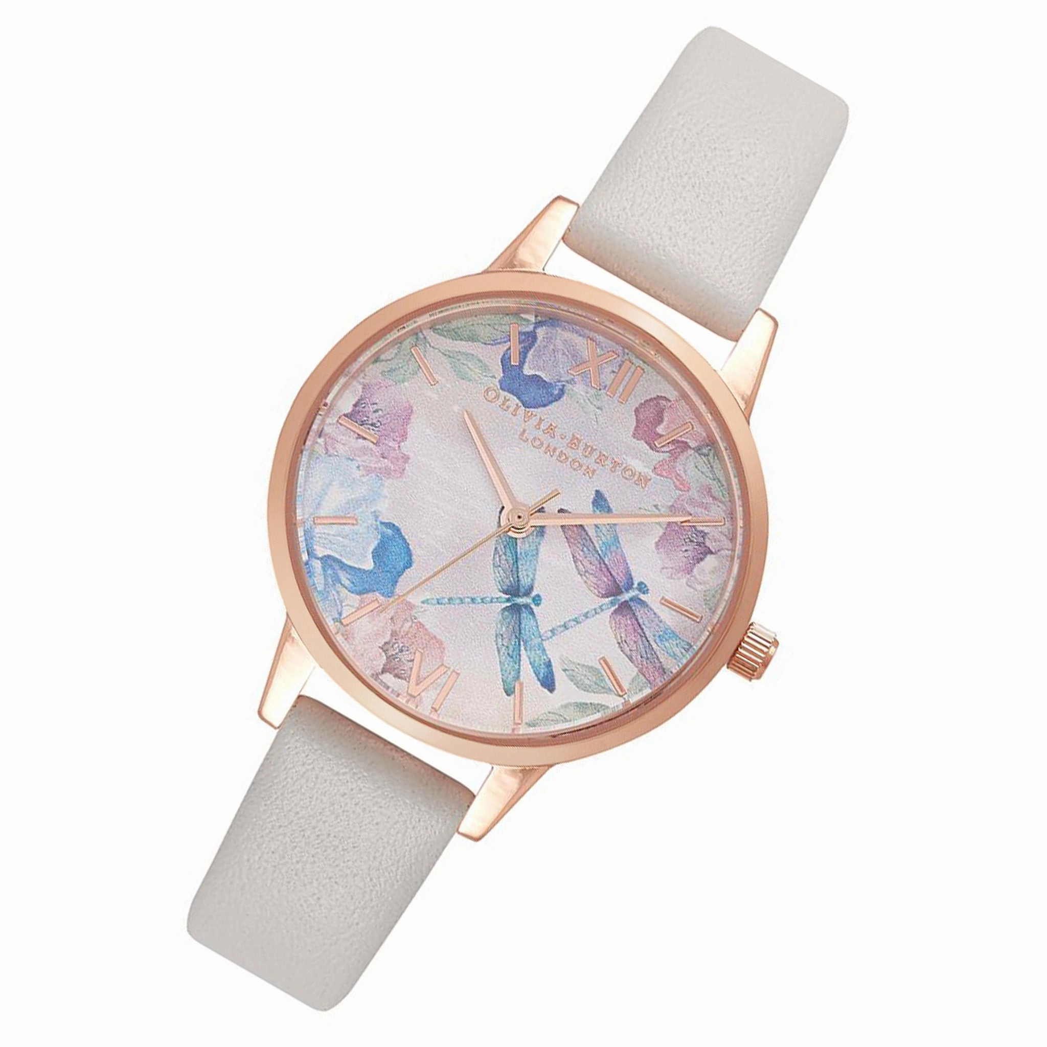 Olivia Burton Dragonfly Blush & Rose Gold Leather Women's Watch - OB16PP77