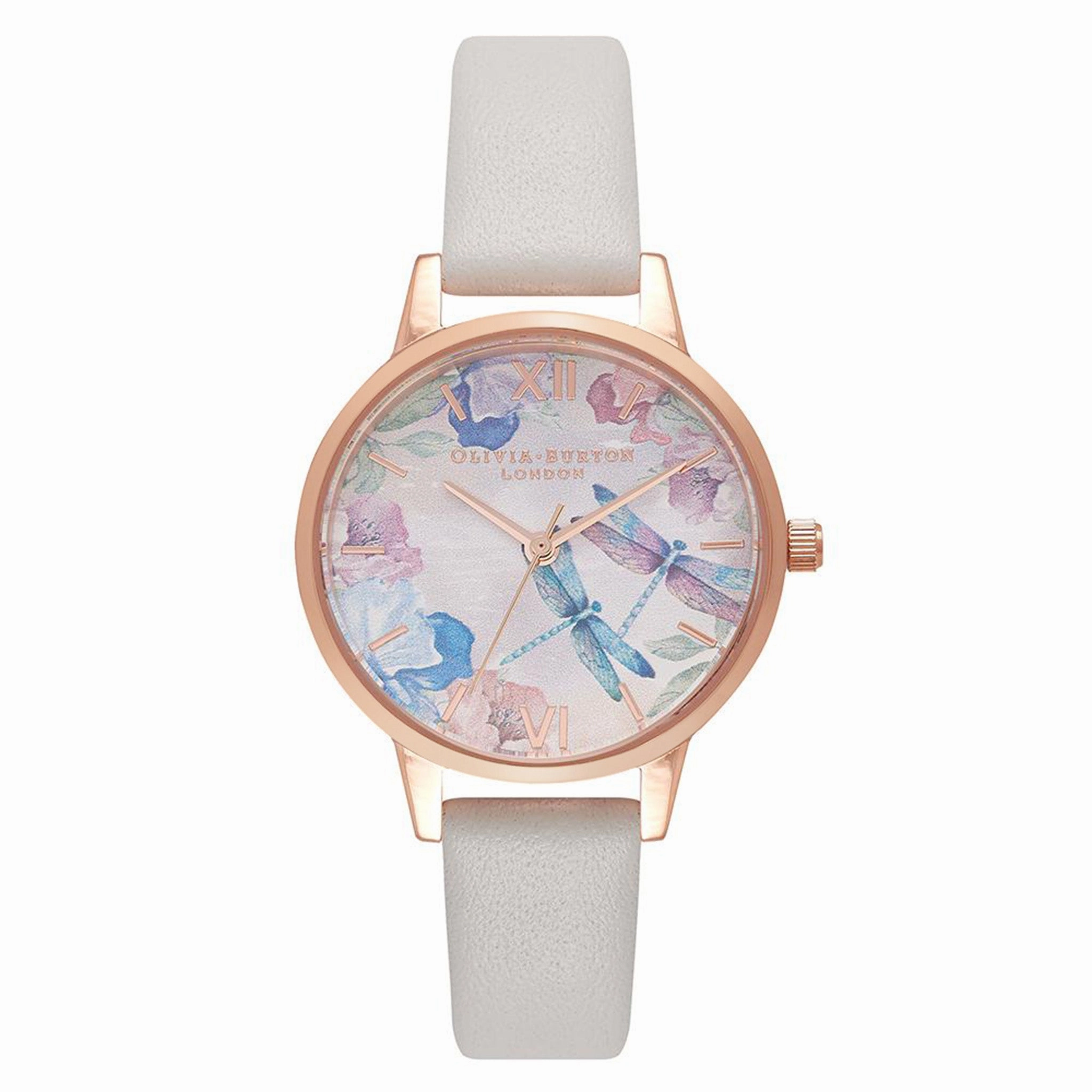 Olivia Burton Dragonfly Blush & Rose Gold Leather Women's Watch - OB16PP77