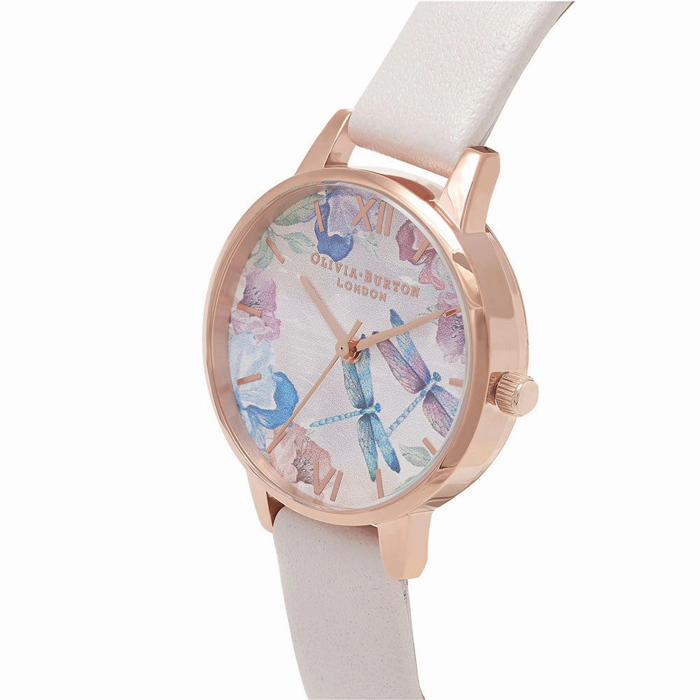 Olivia Burton Dragonfly Blush & Rose Gold Leather Women's Watch - OB16PP77
