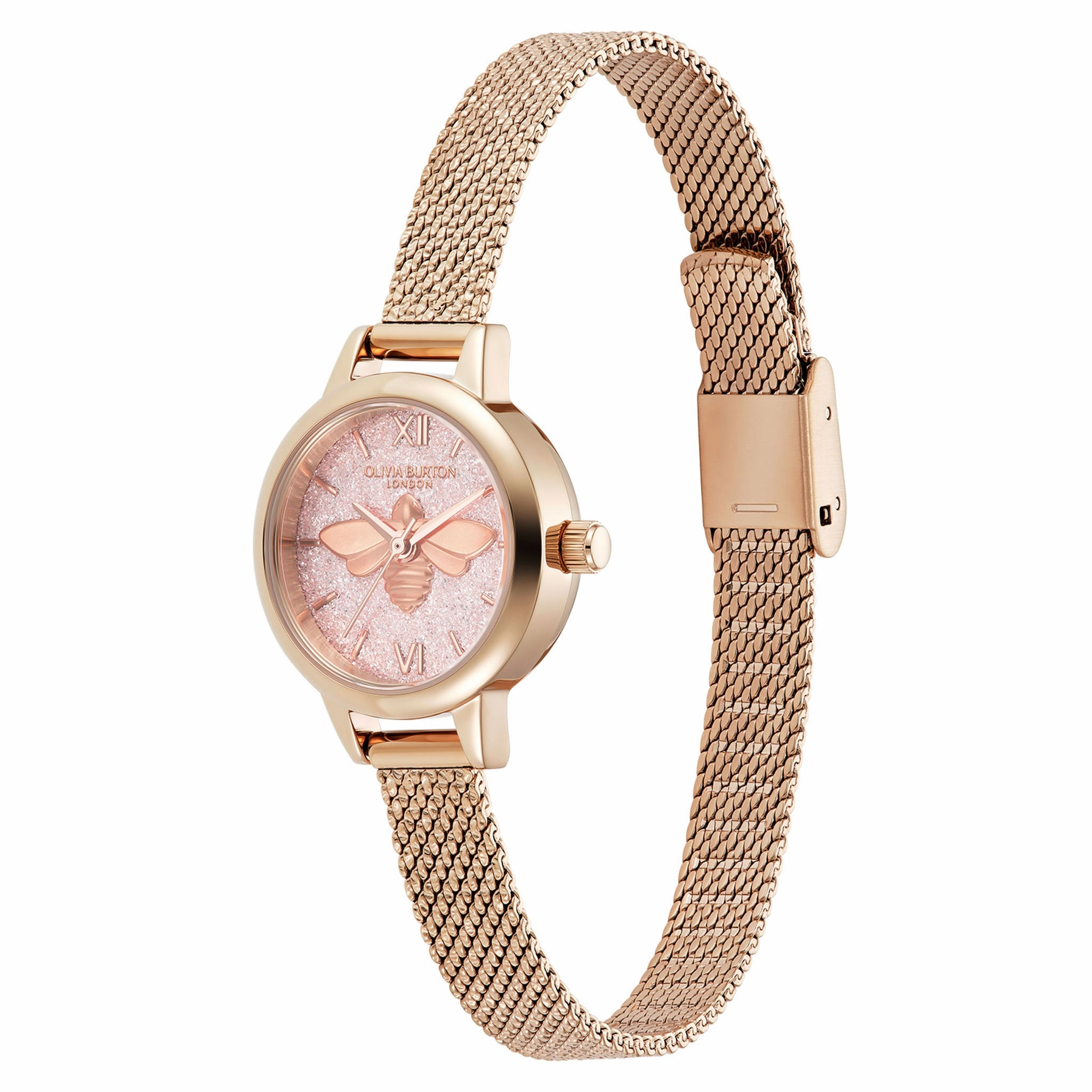Olivia Burton Rose Gold Steel Mesh Light Blush Dial Women's Watch - 24000229