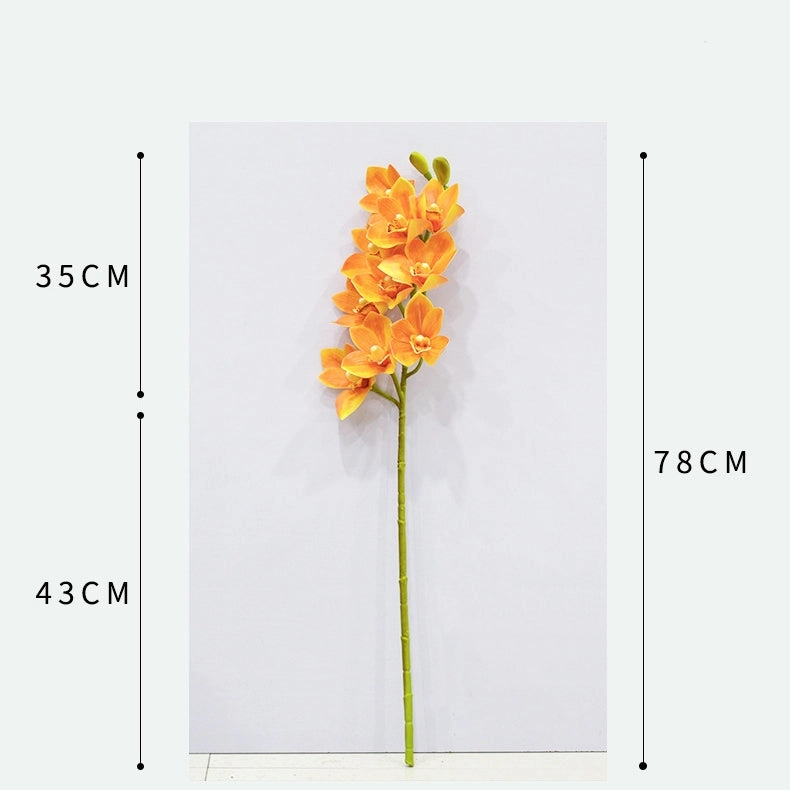 Orchid Cymbidium 10 Heads Artificial Silk Flower Bright Yellow ORCHID005