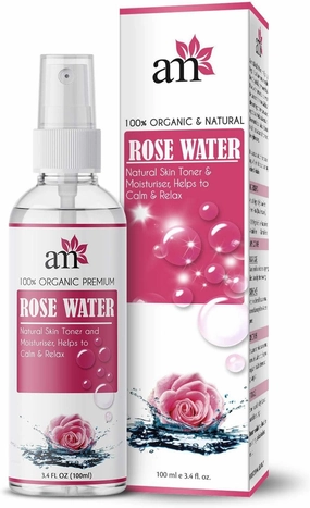 Organic & Natural Premium Rose Water/Skin Toner (Gulab Jal) for Face & Skin, 100ml (Steam Distilled, No Alcohol, Chemical & Paraben Free)