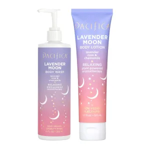 Pacifica Lavender Moon Body Wash & Lotion Set of 2 – Calming Aromatherapy Bath & Body Duo w/Lavender & Rose Antioxidants & Hyaluronic Acid for Soft Smooth Skin Clean Beauty Vegan Formula Cruelty-Free