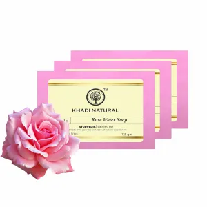 (Pack Of 3) Natural Ayurvedic Rose water Handmade Soap Hyderated & Nourishes Suitable For all Skin 125 Gram Each.