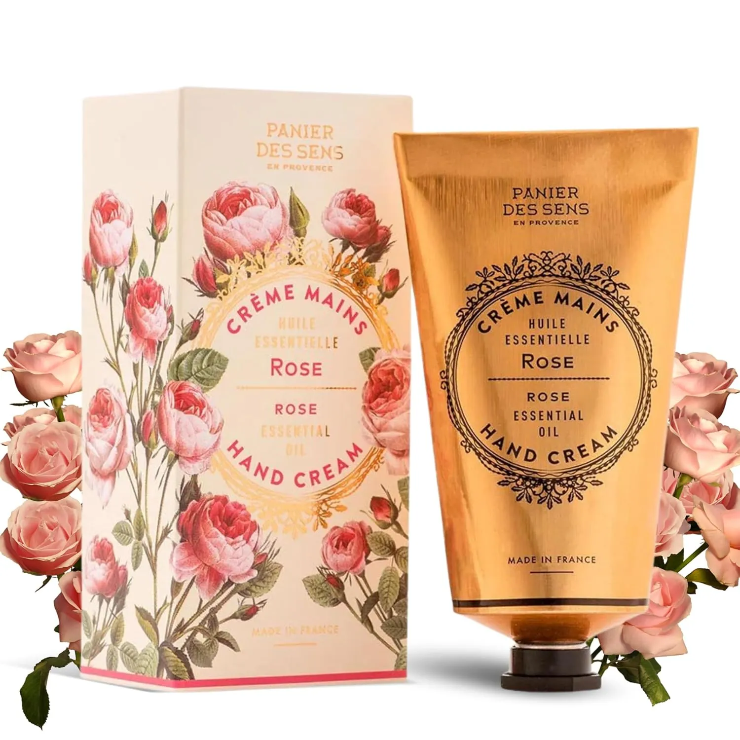 Panier des Sens - Hand Cream for Dry Hands 2.5 fl oz - Long-lasting Hydration and Delicate Rose Scent - Softens and Protects Dry Skin - 20% Shea Butter & Olive Oil - Moisturizing Hands After Washing