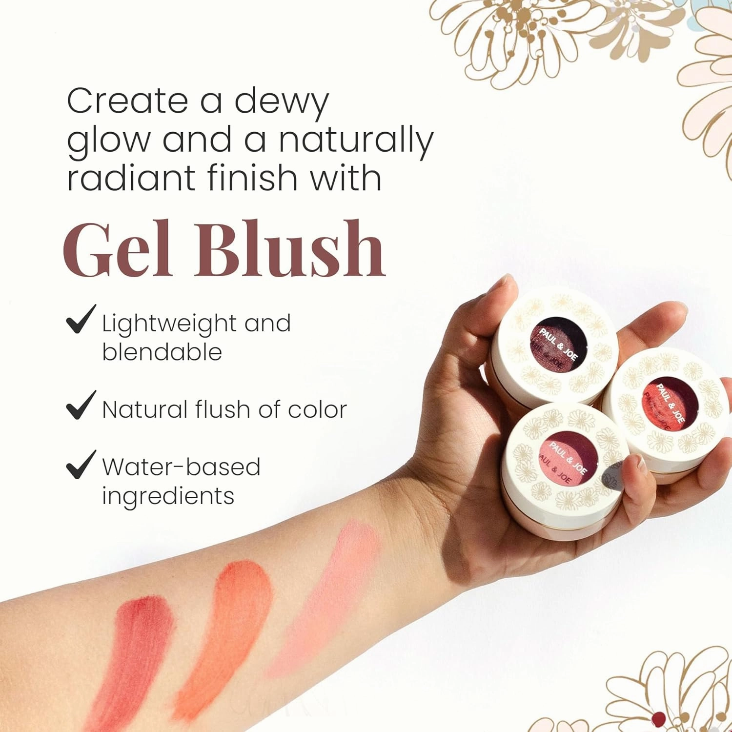 Paul & Joe Gel Blush, Bright and Buildable Blush Makeup, Water-Based Gel Makeup Blush with Hydrating Oils for Dewy, Radiant Finish, Subtle Coral Cheek Tint, 03 Poached Peach, 0.71 oz
