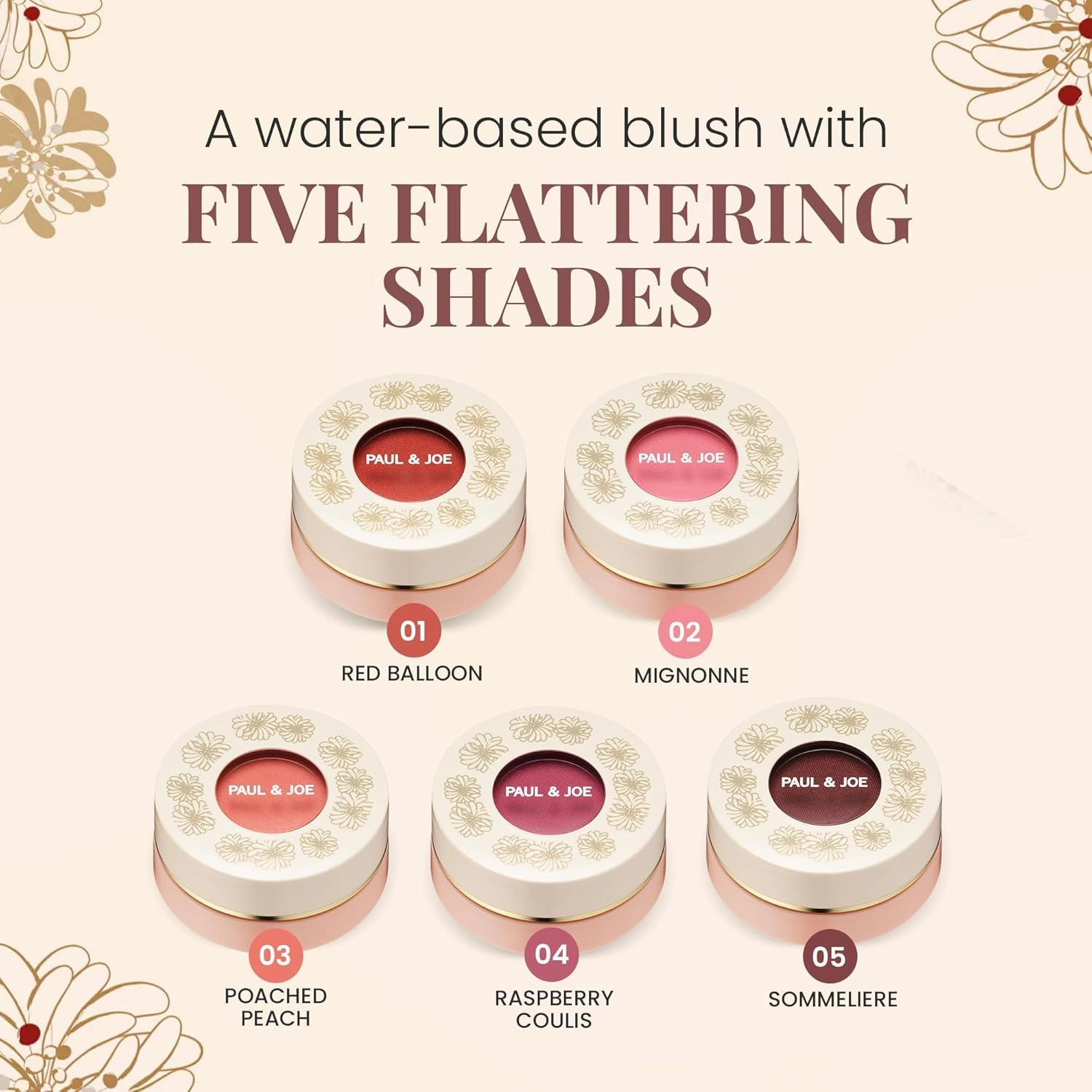 Paul & Joe Gel Blush, Bright and Buildable Blush Makeup, Water-Based Gel Makeup Blush with Hydrating Oils for Dewy, Radiant Finish, Subtle Coral Cheek Tint, 03 Poached Peach, 0.71 oz