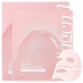 Peach Fit Collagen Gel Mask, A hydrogel mask with 300Da collagen and 12 peptides to smooth pores and improve skin texture. (39g x 5ea)