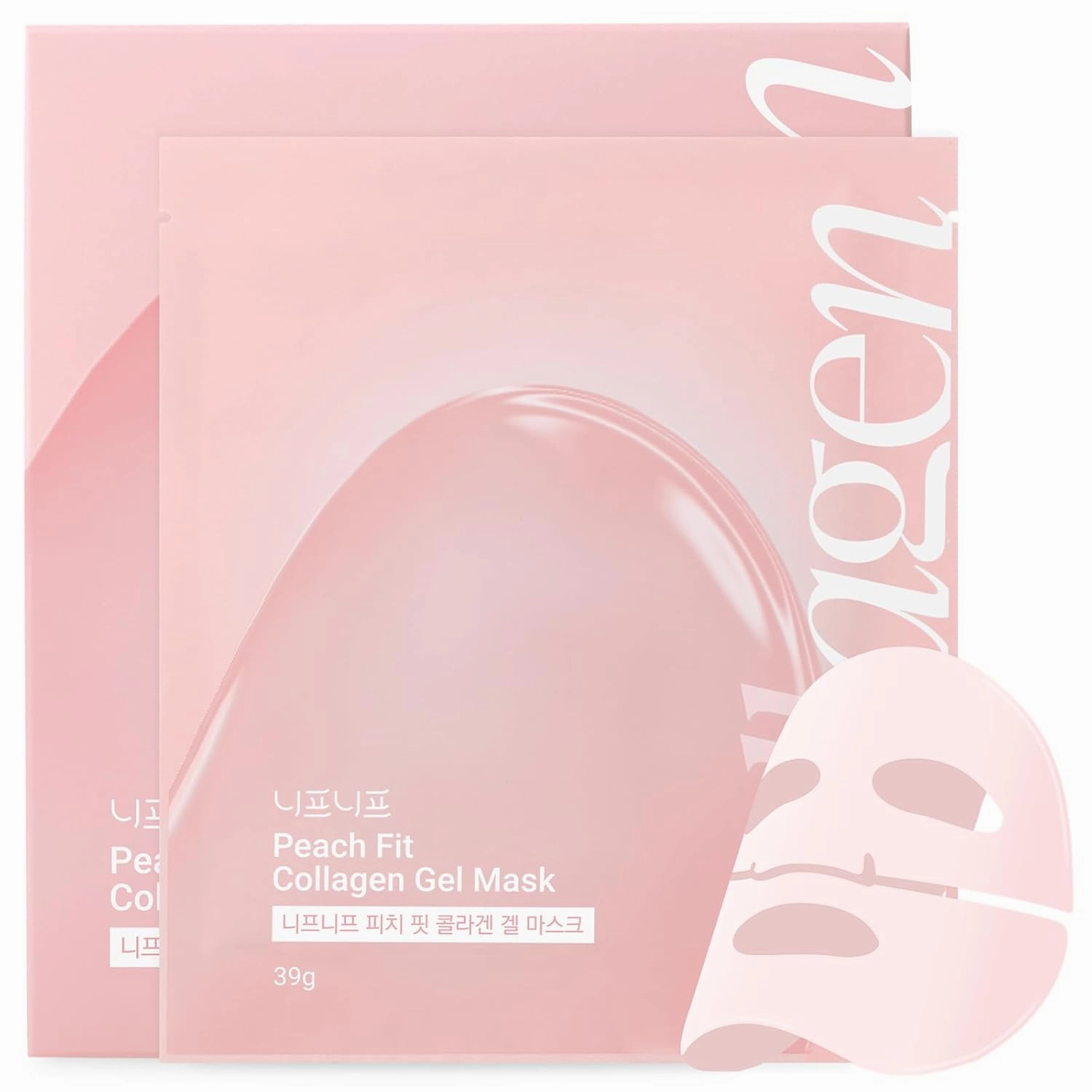 Peach Fit Collagen Gel Mask, A hydrogel mask with 300Da collagen and 12 peptides to smooth pores and improve skin texture. (39g x 5ea)