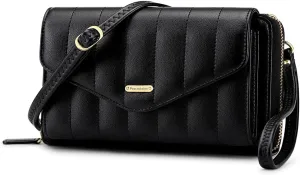 Peacocktion Crossbody Wristlet Wallets for Women RFID Vegan Leather Cross Body Cell Phone Purses with Zipper