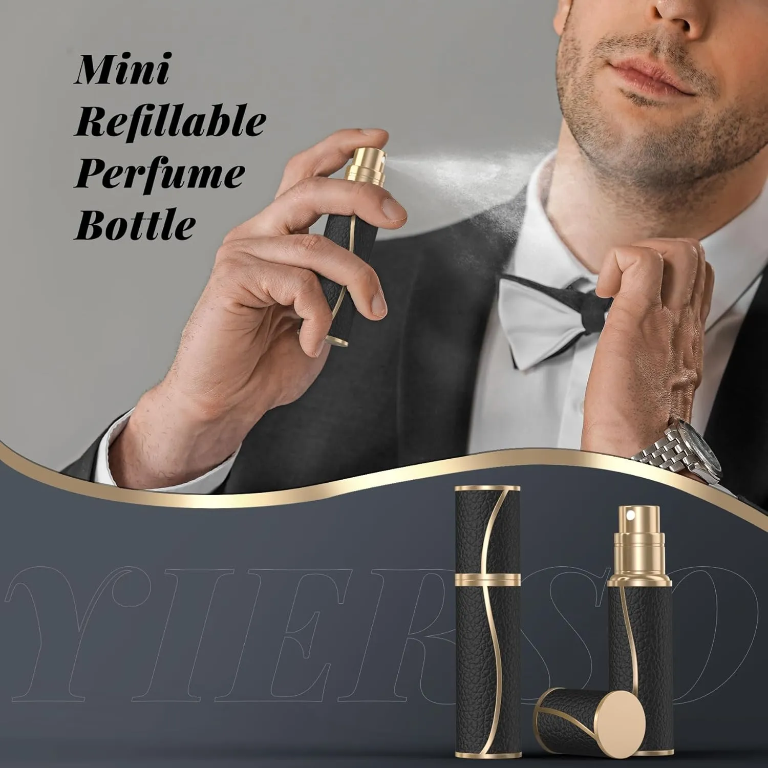 Perfume Travel Refillable Bottle,Genuine Leather Bottom-Filling Fragrances Perfume Atomizer,Mini Cologne Dispenser,Portable Sprayer Pocket Size for Cruise Car Trip Purse Gift 5ml (Black S-5ml)