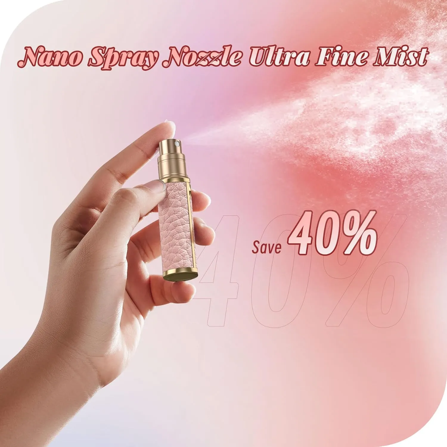 Perfume Travel Refillable Bottle,Genuine Leather Bottom-Filling Fragrances Perfume Atomizer,Mini Cologne Dispenser,Portable Sprayer Pocket Size for Cruise Car Trip Purse Gift 5ml (Pink)