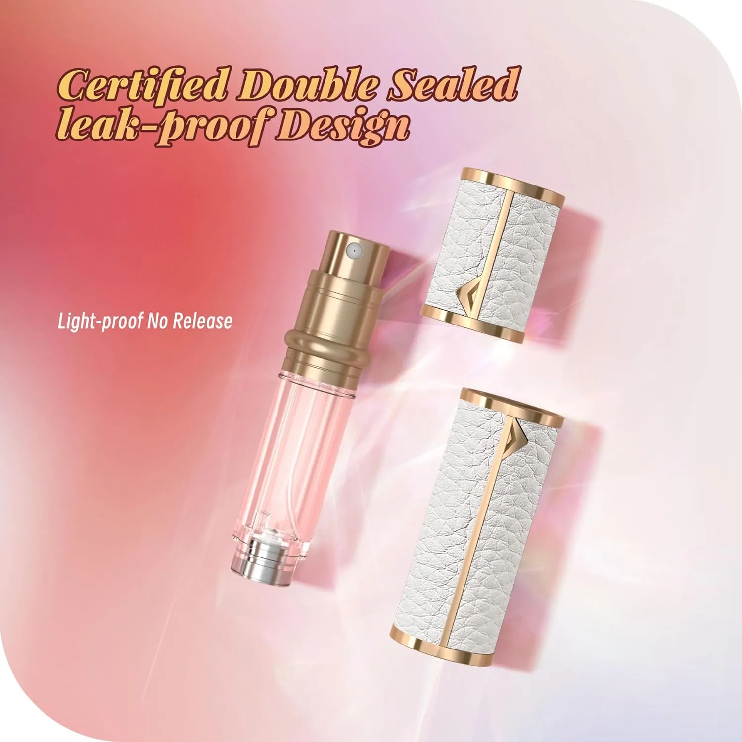 Perfume Travel Refillable Bottle,Genuine Leather Bottom-Filling Fragrances Perfume Atomizer,Mini Cologne Dispenser,Portable Sprayer Pocket Size for Cruise Car Trip Purse Gift 5ml (White)