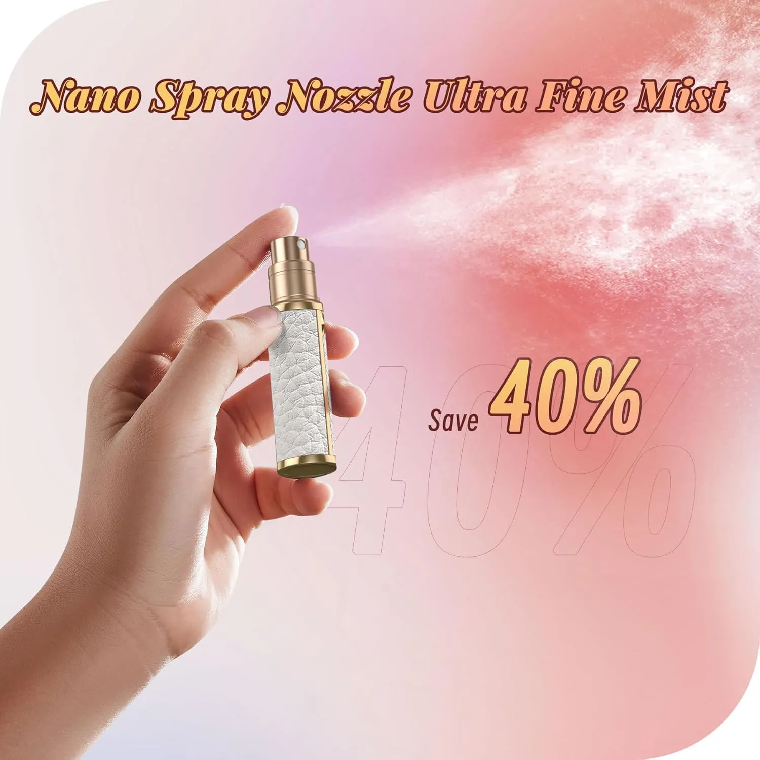 Perfume Travel Refillable Bottle,Genuine Leather Bottom-Filling Fragrances Perfume Atomizer,Mini Cologne Dispenser,Portable Sprayer Pocket Size for Cruise Car Trip Purse Gift 5ml (White)