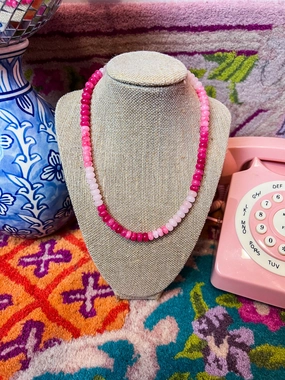 Pink  Beaded Quartz Necklace