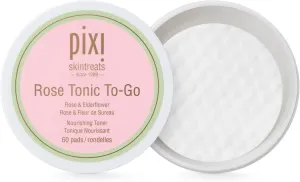 Pixi Rose Tonic to-Go, Nourishing Rose Flower Water, Toning & Moisturizing, Alcohol-Free Daily Hydrating Toner Pads On The Go, 60 Pads