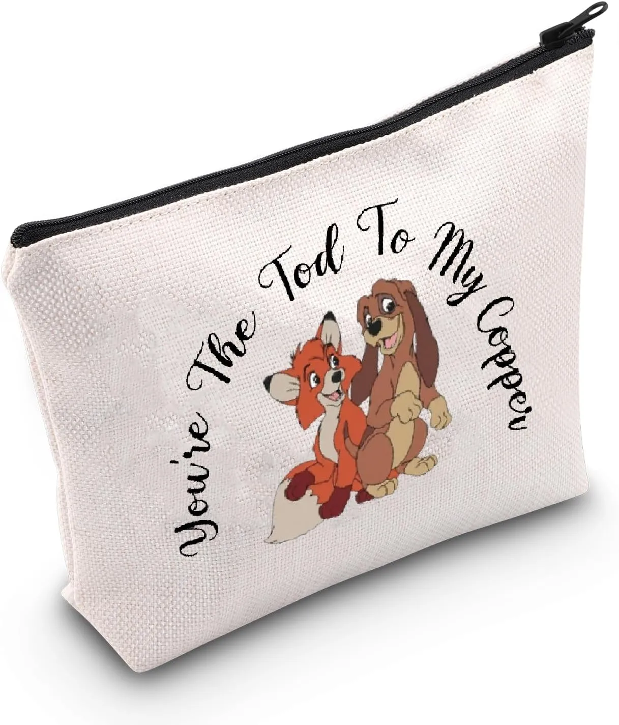 POFULL Cartoon Fox and Hound Gift You're The Tod To My Copper Cosmetic Bag Friendship Gift (You're The Tod Bag)