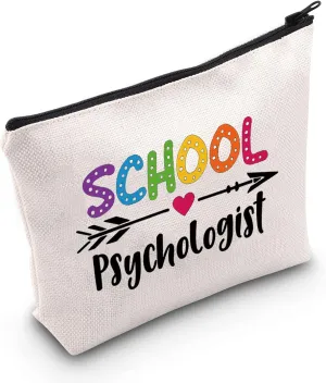 POFULL Psychologist Cosmetic Bag Psych Therapist Appreciation Gifts Psychological teacher Makeup Bag Thank You Gift (SchPsychologist bag)