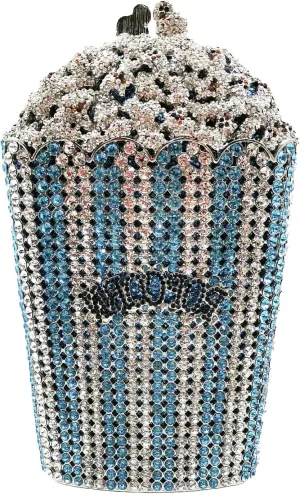Popcorn Crystal Clutch Bag Women Novelty Evening Handbags Bridal Party Dinner Rhinestone Clutch Purse Wedding Bag,Mini