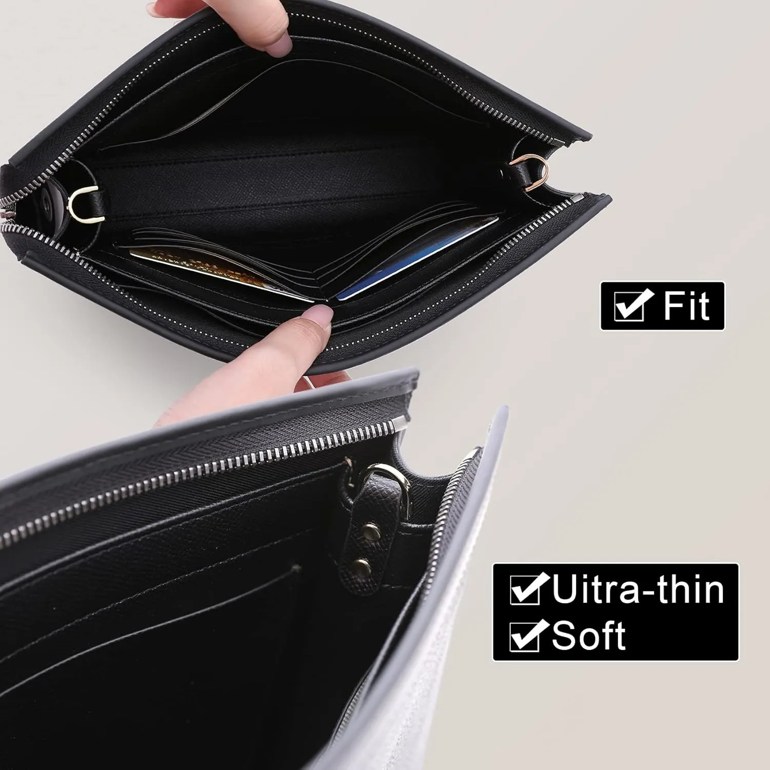 Premium Leather Purse Insert Organizer Compatible with LV Toiletry Pouch 19/26 with Gold Buckles