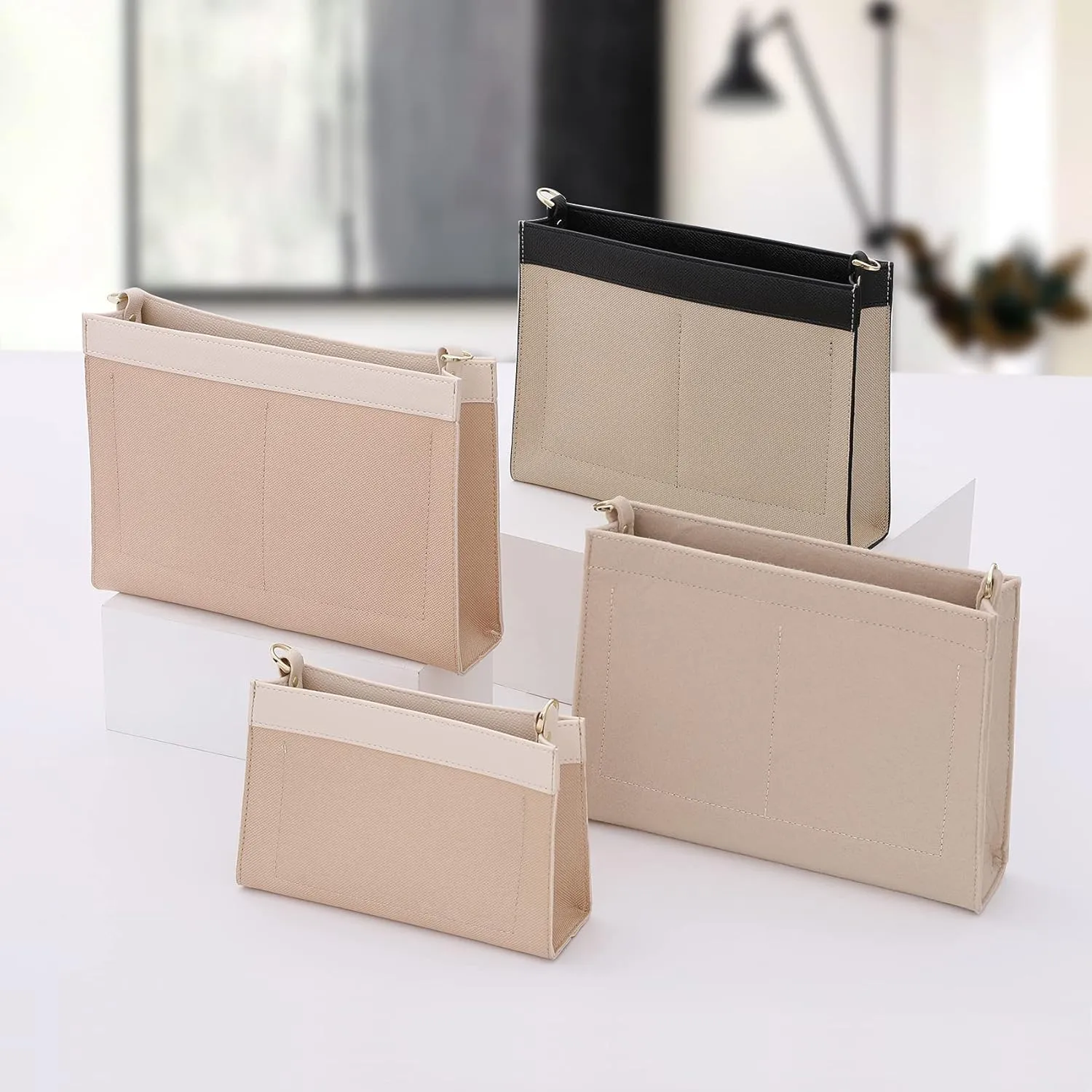 Premium Leather Purse Insert Organizer Compatible with LV Toiletry Pouch 19/26 with Gold Buckles
