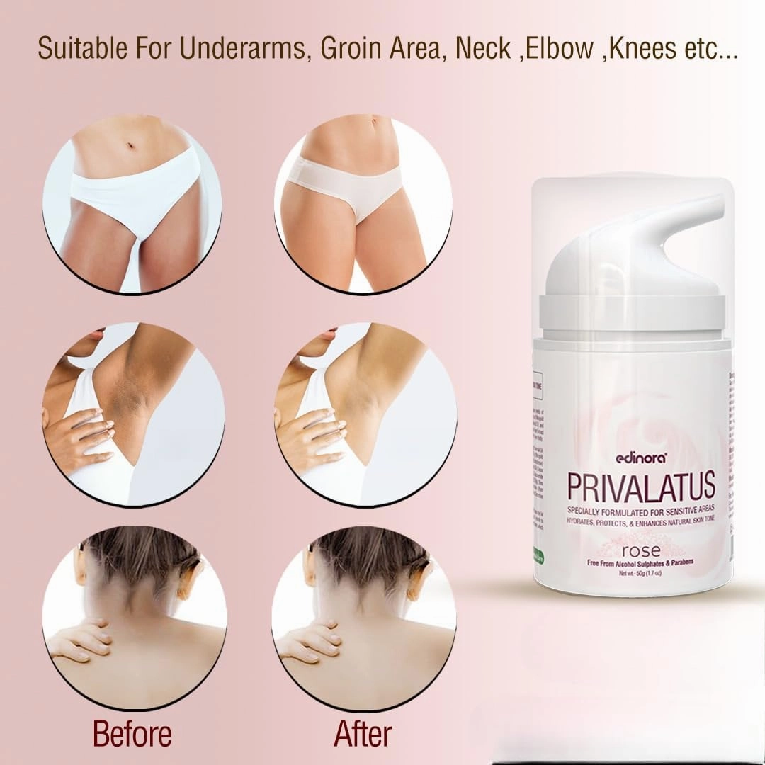 PRZX Privalatus Natural Private areas Skin Whitening Cream | Underarm Brightening and Soothening Cream | Enriched with Vitamin E, Niacinamide, Shea Butter | For Men & Women | Rose | 50g
