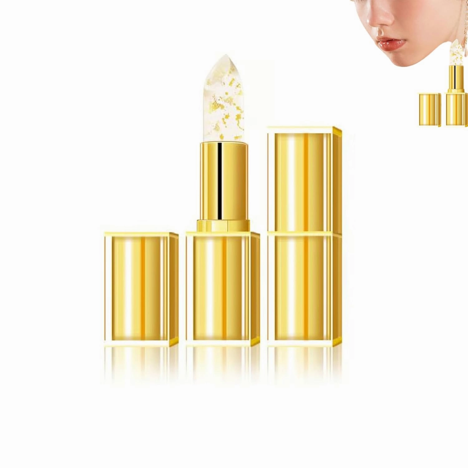 Pupyparraph Lip, Transferproof Color Changing Lipstick, Gold Crystal Color Changing Lipstick, Color Changing Lip Stick for Women Long Lasting, 24 Hours, Moisturizing Lip Balm (1)