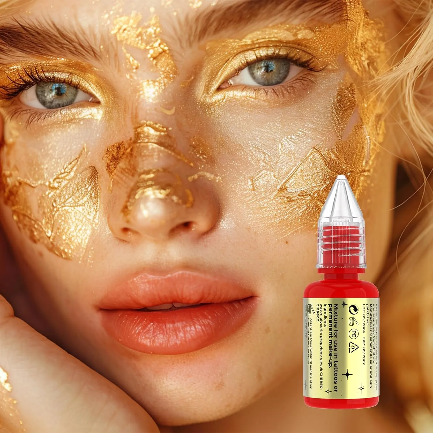 QUELLE Permanent Makeup Ink Lips Pigment Water Based 0.5oz/15ml Vegan Lip Ink Microblading Pigment for Lip Blush Permanent Makeup Lip Color (Red)