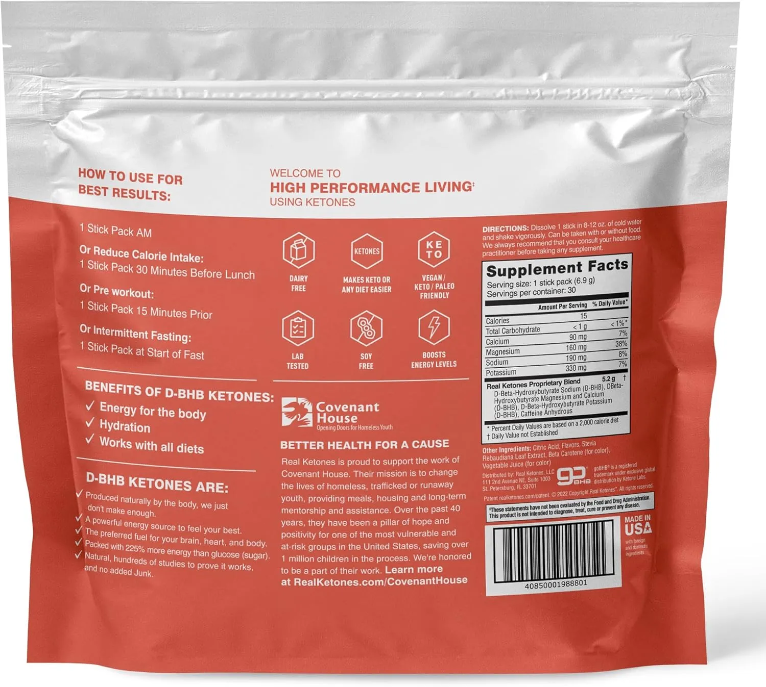 Real Ketones BHB Exogenous Ketones Drink Mix Packets Keto Electrolytes Powder Packets No Sugar with 4 Main Fasting Electrolytes Plus Hydrating Patented Keto BHB - 30 Count Peach Caffeine