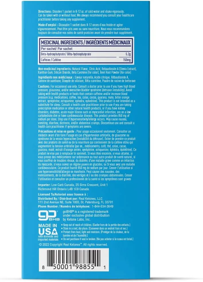 Real Ketones BHB Exogenous Ketones Drink Mix Packets Keto Electrolytes Powder Packets No Sugar with 4 Main Fasting Electrolytes Plus Hydrating Patented Keto BHB - 30 Count Peach Caffeine