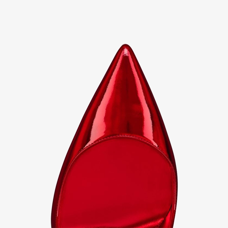 Red Patent Leather Pump Gold Heel