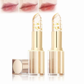 Remainder Lipstick, Beneficial Lip Stain, Transparente Transferproof Gold Crystal Color Changing Lip Stick, 24 Hours Long Lasting Moisturizing, Deep Nourishment, Non-sticky (2pcs)