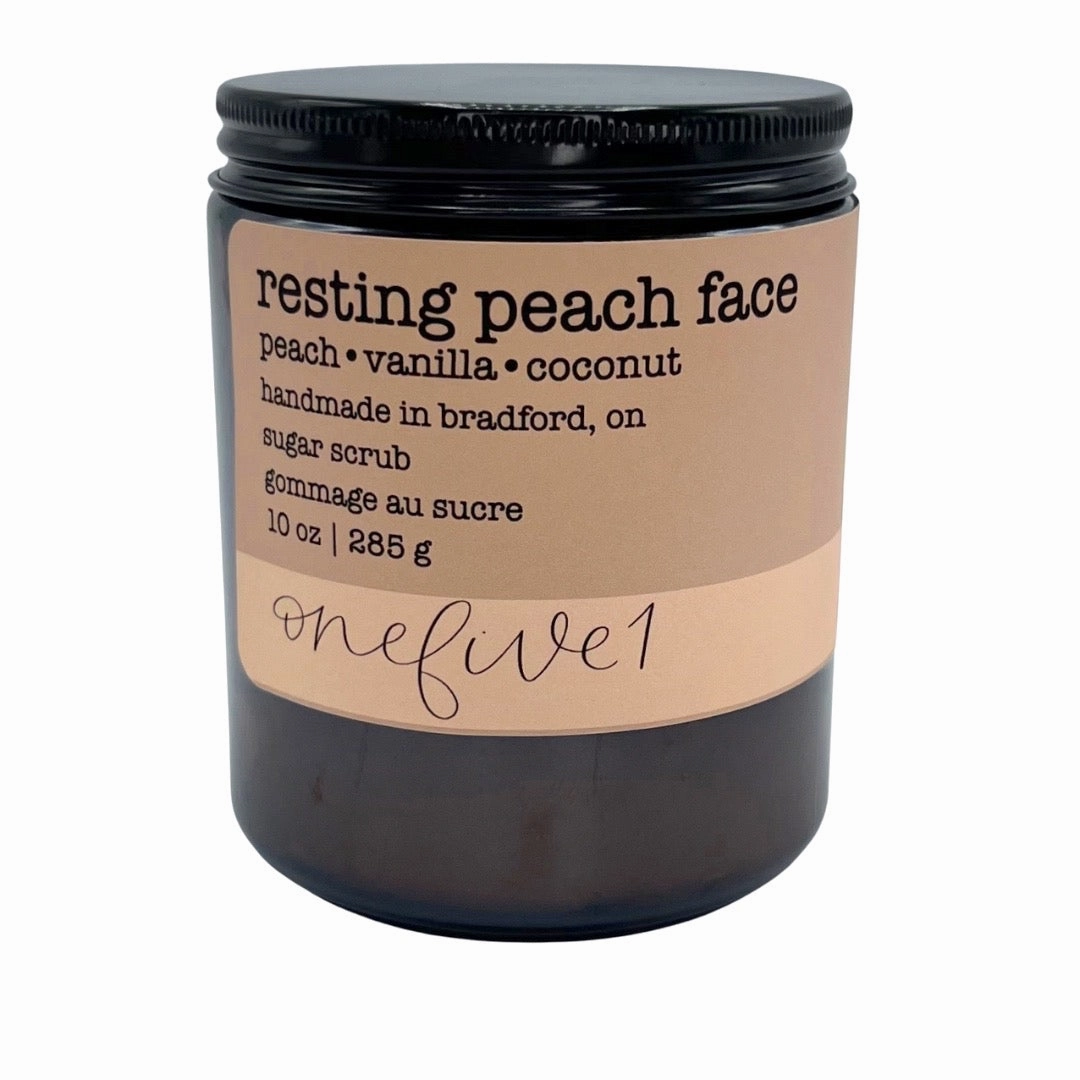 resting peach face sugar scrub