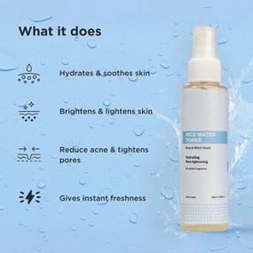 Rice.Kraf't Refreshing Rice Water Toner | Korean Face Toner Plus Mist for Glowing Skin| Hydrating and Pore Tightening| for Men and Women| All Skin Types |100ml