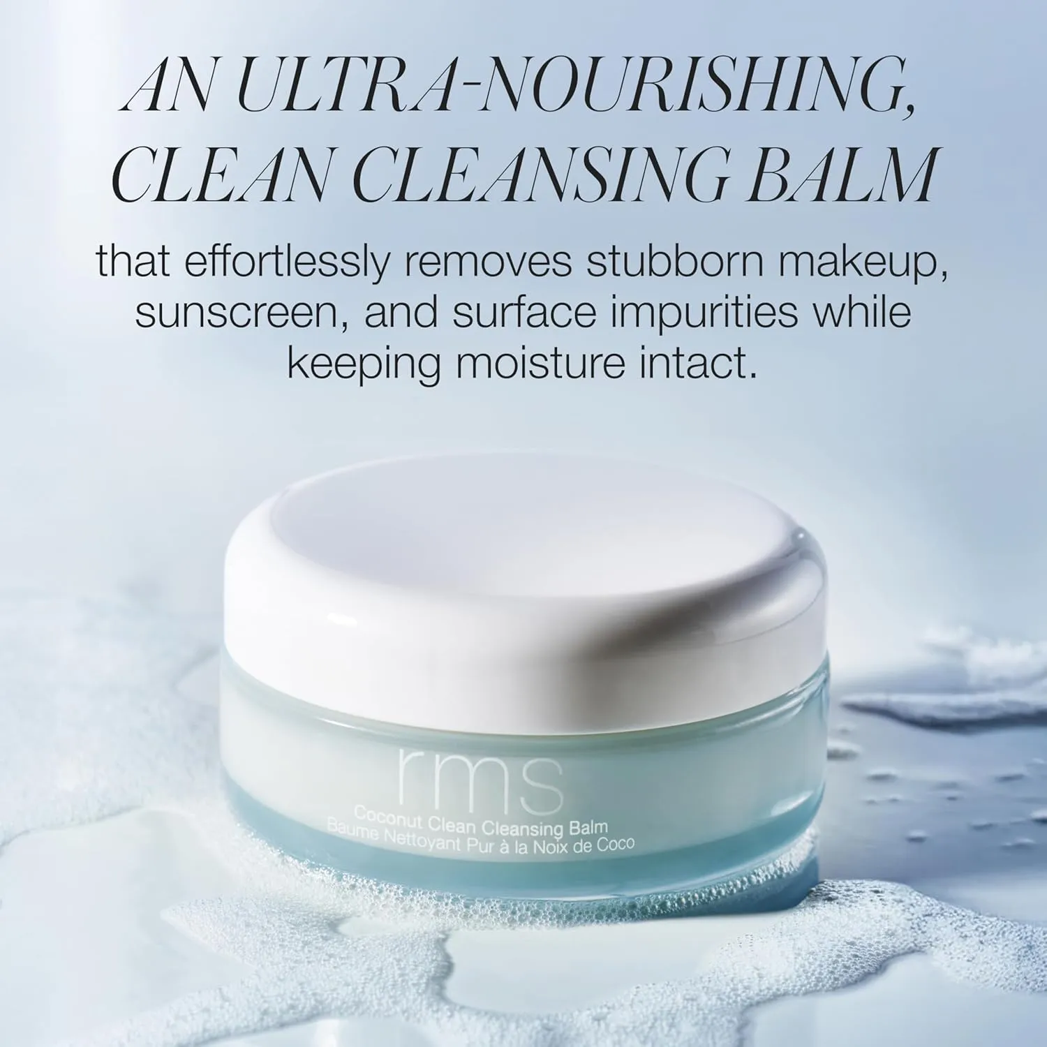 RMS Beauty Coconut Clean Cleansing Balm - Balm to Oil Cleanser with Organic Coconut Oil, SPF & Makeup Remover, Silicone-Free Hydrating Facial Cleanser, Hypoallergenic, Clean Beauty