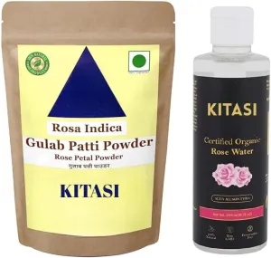 Rose Petal Powder 100 gm and Water 200ml, 100% Pure and Natural, Face Pack, Skin Care Combo