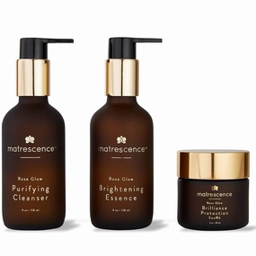 Rose Glow Face Trio 3 Pack (10oz/296ml) | 1-2-3 Step Complete Routine | Spa-Quality Facial Skin Care Set | Pregnancy-Safe Skincare Made for Mom