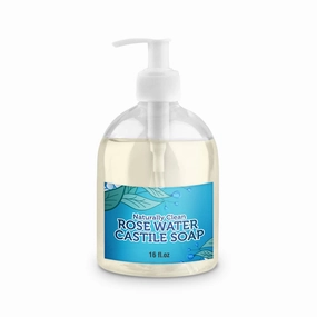 Rose Water Pure Castile Soap Liquid for Face, Hand & Body Wash- Hand Made Soap, Vegan, Non-GMO, Made in USA, Liquid Castile Soap for All Skin Types, Dry & Sensitive Skin 16 oz