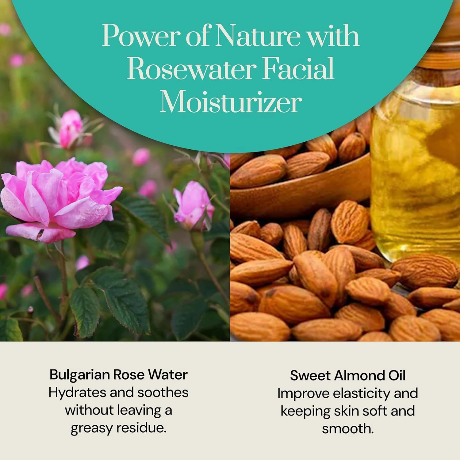 Rosewater Moisturizer - 2 oz - Soothing & Hydrating Skin, Reducing Redness & Inflammation