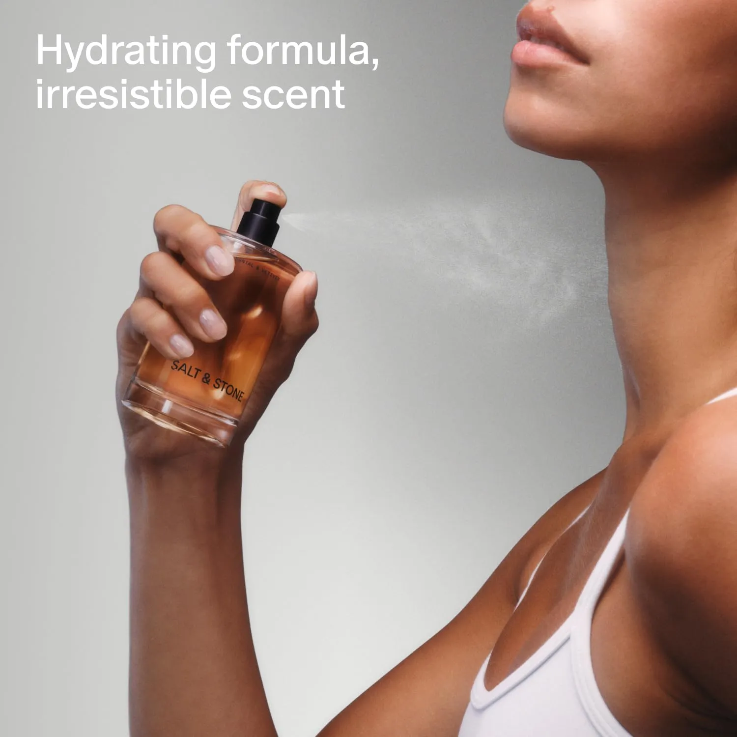 Salt & Stone Body Mist, Black Rose & Oud Scent, Skincare Infused Perfume Hair & Body Spray for Women and Men, Hydrating Fragrance with Glycerin and Red Algae, Vegan, Cruelty Free, 3.4 fl oz