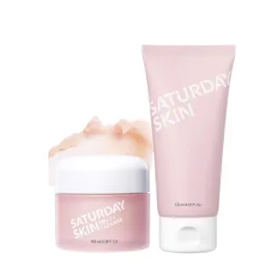 Saturday Skin Facial Melt Balm and Foam Cleanser Value Bundle for Makeup Remove Face Wash with Natural Ingredients