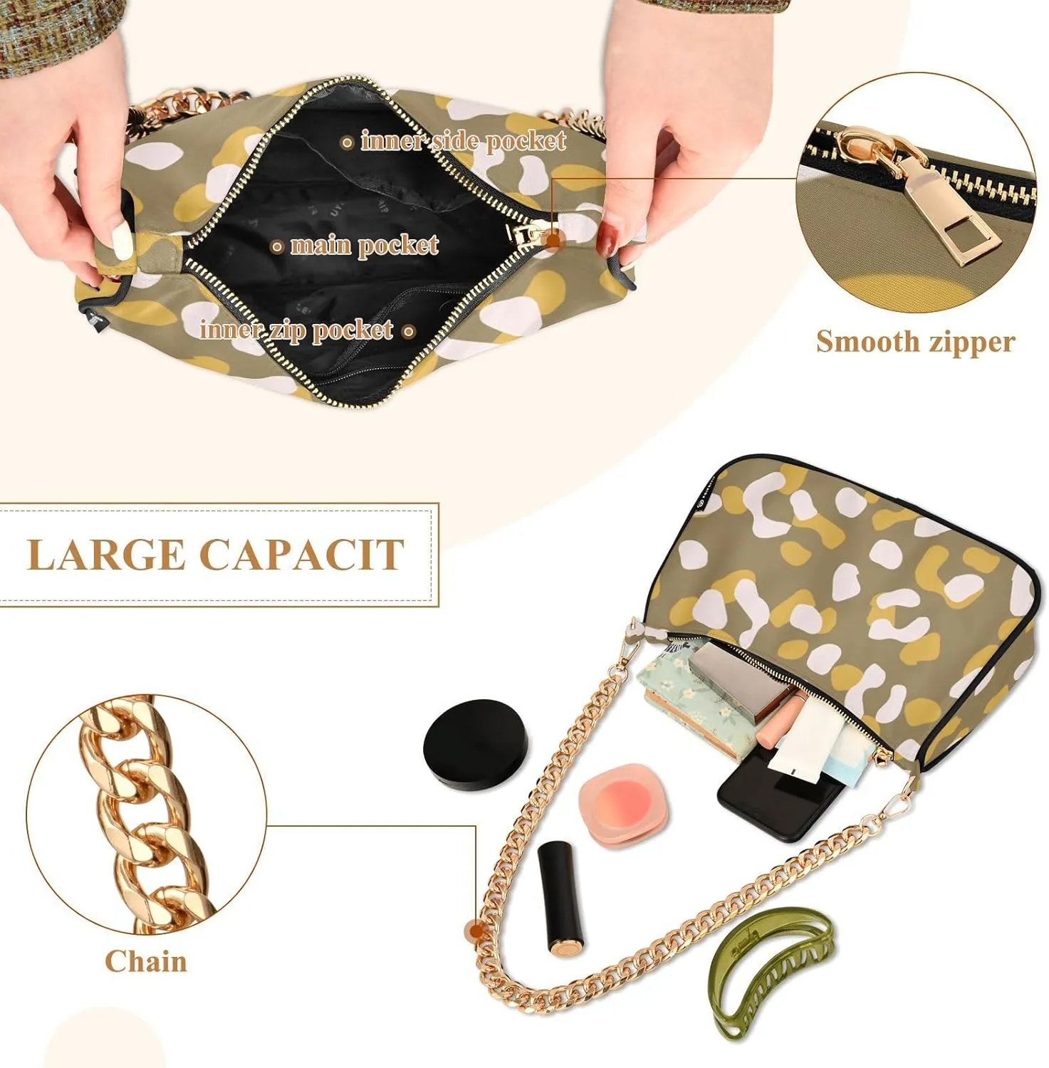 Shoulder Bags for Women Small Clutch Purse with Zipper Closure can Hold a Cell Phone, Lipstick Multicolor 1